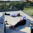 Algarve hot tub personel lying down in the sun next to a newly installed hot tub.