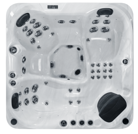 Overhead view of hottub Happy, 47 jets, 3 seats, 3 loungers